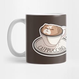 Catppuccino Cute Cartoon Cat Coffee Pun Mug